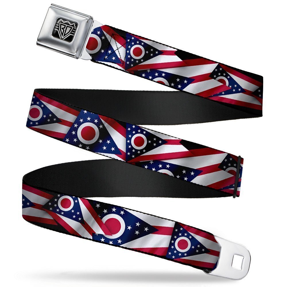 2704 Seatbelt Belt - Ohio Flags Stacked - 1.0" Wide - 20-36 Inches in